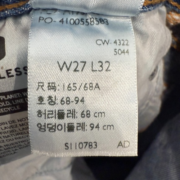 Levi's 501 Patchwork Jeans Womens 27x28 Button Big E Colorblock Blue Black White - Picture 15 of 16